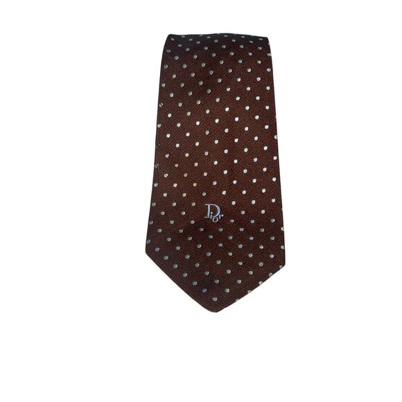 Dior Other - Christian Dior Tie Mens Brown Vintage Polka Dot 56” Logo Designer Workwear